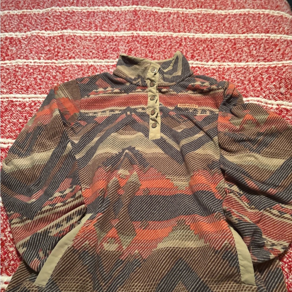 Cinch Multicolor Aztec Striped Button-Up “Quarter Zip”